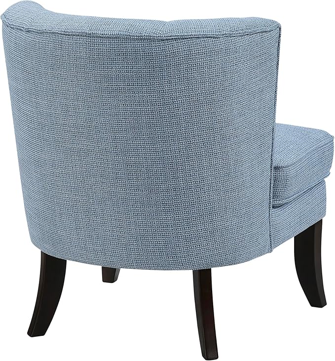 Lexicon Accent Chair, Textured Fabric Upholstered Armless Chair with Solid Wood Legs, Button Tufted Curved Back for Living Room/Bedroom/Office/Waiting Area, Blue