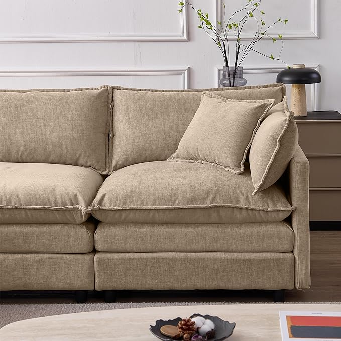 105" Oversized Modular Cloud Sectional Sofa Free Convertible L-Shaped Corner Sectional with Movable Ottoman, Chenille Upholstered Multiple Cushions Cloud Sofa Couches | Easy to Assemble