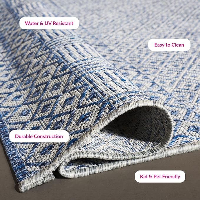 SAFAVIEH Courtyard Collection 2'3" x 14' Grey/Blue CY8235 Indoor/ Outside Waterproof Easy cleansingPatio Backyard Mudroom Runner Mat - Image 8