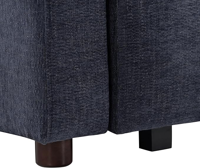 Serta Glendale 90.2" Queen Size Wall-Hugging Convertible Sofa, Dreamcoil Comfort, Chenille Fabric, Navy