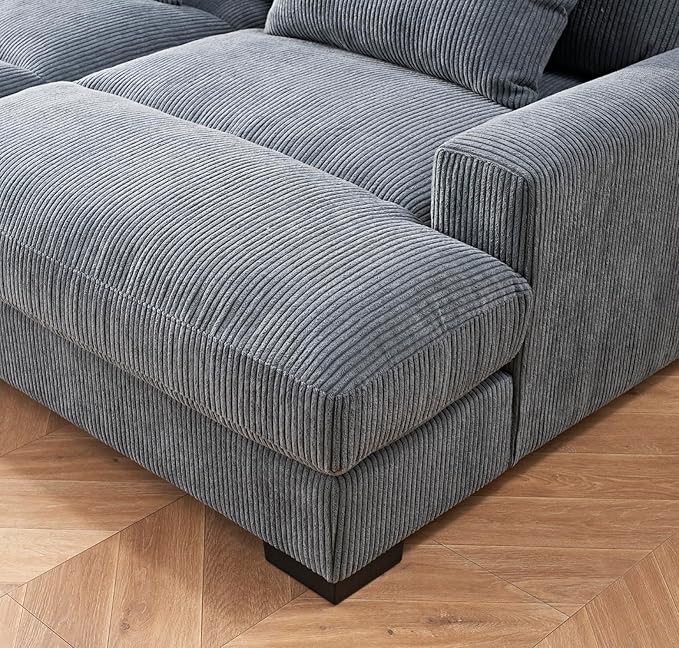 Luxe Sleeper Sofa with Soft Corduroy Upholstery, Double Chaise Design, Convertible to Twin Size Bed, Modern and Comfortable Living Room Couch, 89.9" Wide, Grey