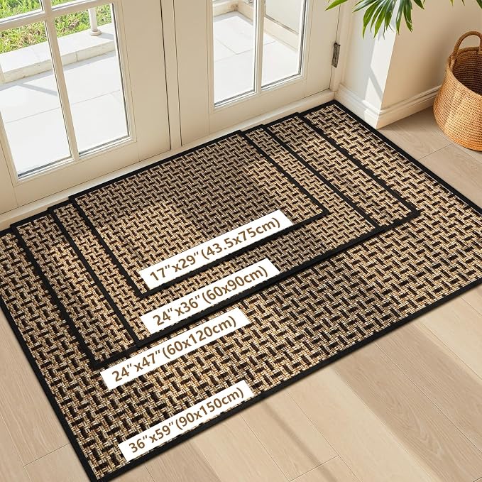 LEKEEPGO Door Mat Indoor Entrance 24"x47", Absorbent Indoor Door Mat Large, Non Slip Rubber Backing Inside Door Mats, Washable Floor Mat, Low-Profile Doormat for Front Door, Entryway, Entrance, Black - Image 7