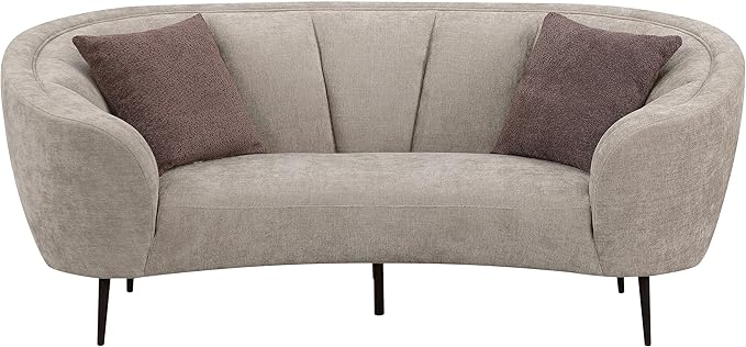 Coaster Home Furnishings - Ellorie - Wood - Upholstered Loveseat with Curved Channel Back, Accent Pillows and Tapered Legs - Living Room - Beige - 504838