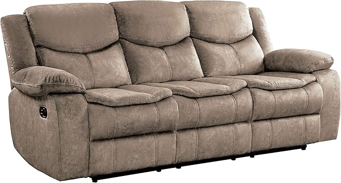 Lexicon Bay Manual Reclining Living Room Sofa Set, 3-Piece, Brown