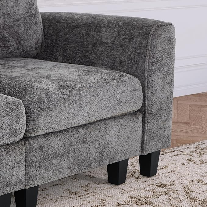 118" Sectional U-Shaped Cloud Couch, Modular Modern 4-Seat Sofa, with USB Type C Ports, Foldable Side Table and 2 Ottomans, for Home Living Room, Grey