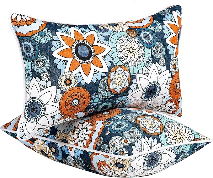 JMGBird 12×20 Inch Outdoor Lumbar Pillows Pack of 2 Water-Repellent Throw Pillows with Insert Rectangular Decorative Garden Cushion for Home Furniture Patio Coach Sofa