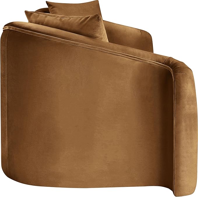 Meridian Furniture 44052Saddle-S Destin Collection Modern | Contemporary Sofa with Ultra Luxe Saddle 460 GSM Velvet, Rich Curves, 91" W x 34.5" D x 31" H, Saddle