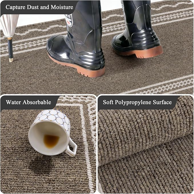 Ileading Hallway Runner Rug 2x6ft Kitchen Floor Mat Modern Geometric Non Slip Throw Rugs Busy Traffic Extended Indoor Doormat Machine Washable Accent Carpet for Laundry Bedroom(Brown) - Image 4