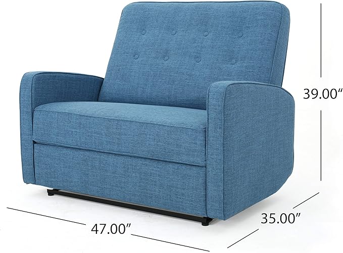 Christopher Knight Home GDFStudio Christopher Knight Home Calliope Buttoned Fabric Reclining Loveseat, Muted Blue / Black