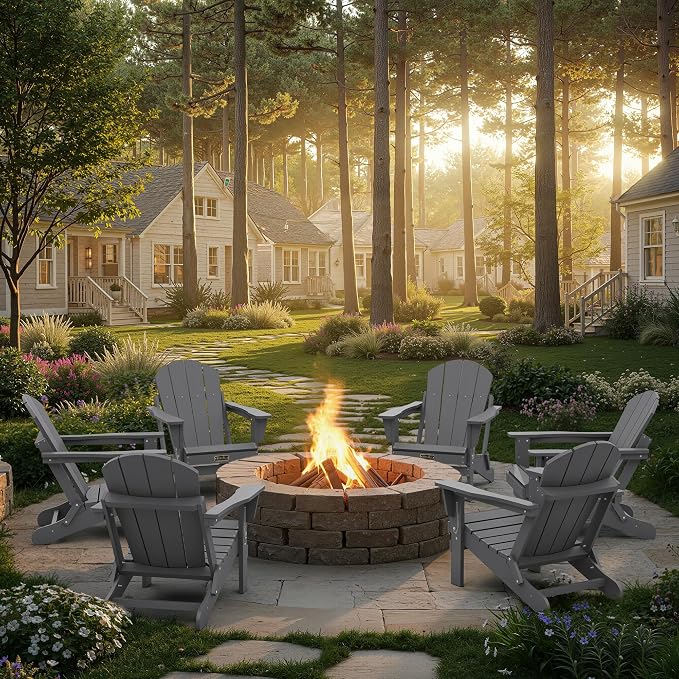 SERWALL Adirondack Chair Set of 2 for Patio Garden Outdoors Fire Pit- (Folding Gray) - Image 10