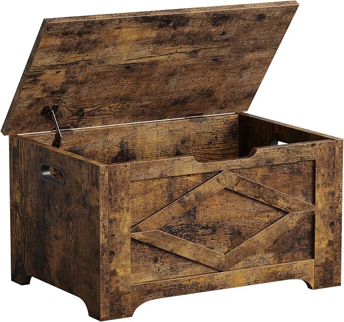 GarveeHome 23.6 in Storage Chest, Wooden Storage Bench with Safety Hinge, Easy Assembly, Large Shoe Bench for Entryway, Living Room, Bedroom by GarveeHome