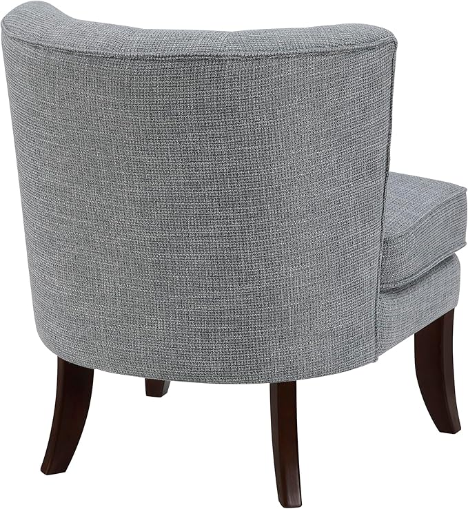 Lexicon Accent Chair, Textured Fabric Upholstered Armless Chair with Solid Wood Legs, Button Tufted Curved Back for Living Room/Bedroom/Office/Waiting Area, Dark Gray