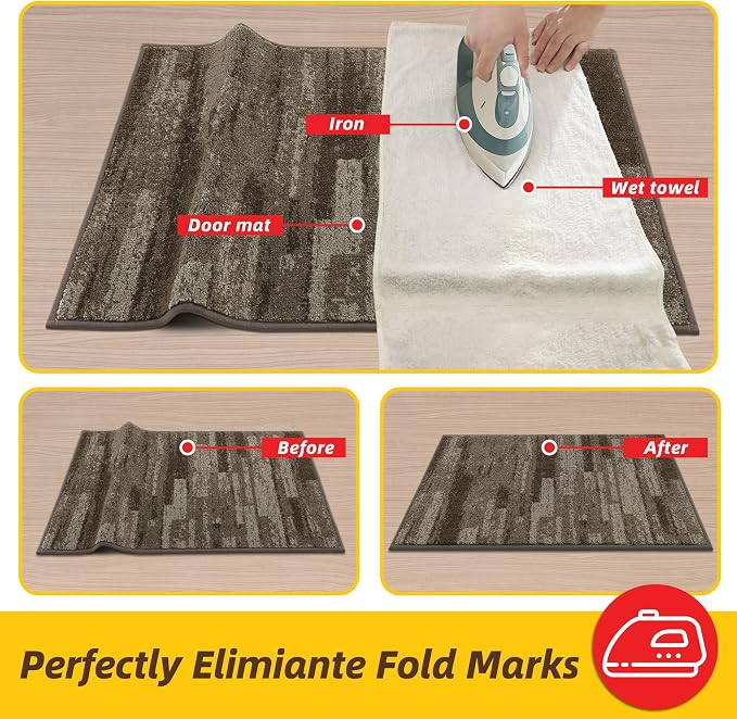 JSEI Dirt Trapper Door Mat 20"x32", Non-Slip Doormats Washable Entryway Mat, Welcome Floor Mat Absorbent Low Profile Dog Door Mats for Front Back Door, Wet Shoes & Paws, Brown - Image 9