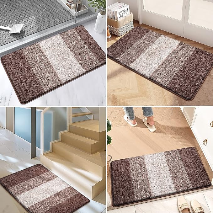 Kitinjoy Indoor Outdoor Door Mat, 71x47 Non-Slip Absorbent Dirt Trapper, Low-Profile Washable Inside Entrance Front Floor Mat, Sturdy Soft Entry Doormats for Entryway, Brown - Image 6