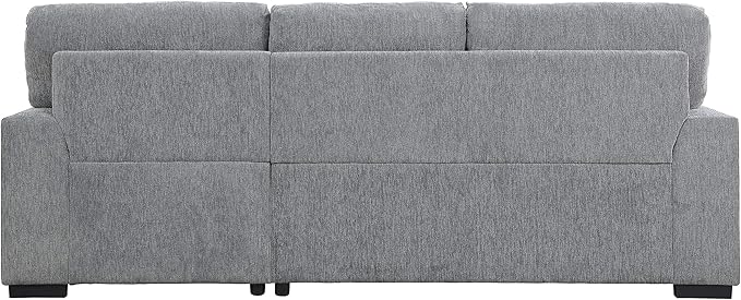 Lexicon Mid Century Modern Sectional Sleeper Sofa Bed Couch with Storage Chaise, Sectional Sofa Pull Out Couch Bed, Sectional Couch Lounge Sofa for Living Room Apartment, Right Side Chaise, Gray