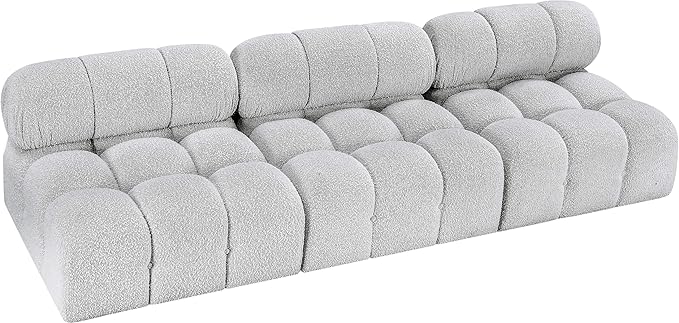 Meridian Furniture 611Grey-S102B Ames Collection Modern | Contemporary Modular Sofa with Rich Grey Boucle Fabric, Modular to Create Infinite Configurations, 102" W x 34" D x 28" H, Grey