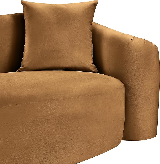 Meridian Furniture 44052Saddle-S Destin Collection Modern | Contemporary Sofa with Ultra Luxe Saddle 460 GSM Velvet, Rich Curves, 91" W x 34.5" D x 31" H, Saddle