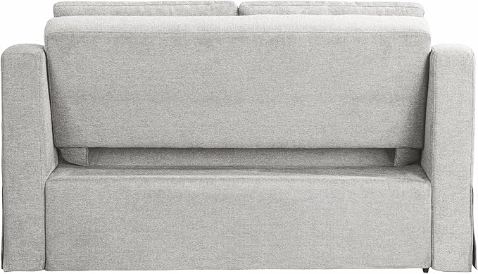 Serta Hawthorne 66.1" Slipcovered Convertible Sleeper Loveseat, Full Size, Dreamcoil Comfort, FingerGuard Pinch Point Protection, Polyester Tweed Fabric, Linen