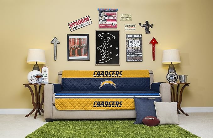 Pegasus Sports NFL Unisex NFL Sofa Couch Reversible Furniture Protector with Elastic Straps, 75-inches by 110-inches