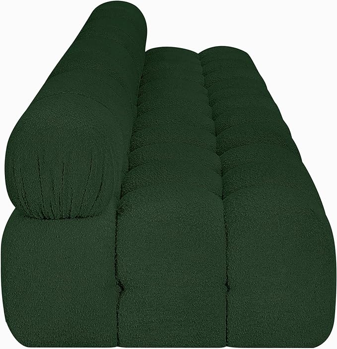Meridian Furniture 611Green-S136B Ames Collection Modern | Contemporary Modular Sofa with Rich Green Boucle Fabric, Modular to Create Infinite Configurations, 136" W x 34" D x 28" H, Green
