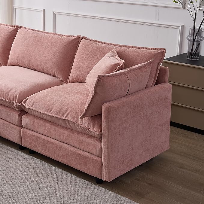 105" Oversized Modular Cloud Sectional Sofa Free Convertible L-Shaped Corner Sectional with Movable Ottoman, Chenille Upholstered Multiple Cushions Cloud Sofa Couches | Easy to Assemble