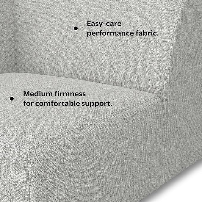 SIMPLIHOME Rex Corner Sofa Module in 100% Recycled Polyester Tightly Woven Performance Fabric, Pale Grey, 38-inches Wide, Handcrafted Modern-Style Corner Accent Chair for Living Room