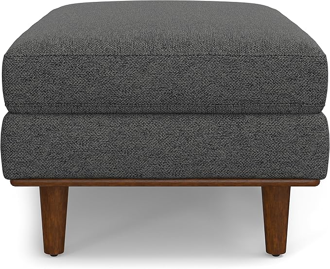 SIMPLIHOME Morrison 49-inch Wide Table Ottoman in Charcoal Grey Woven-Blend Fabric, Multifunctional Footrest, Coffee Table, or Extra Seating for Living Room, Mid-Century Modern Style