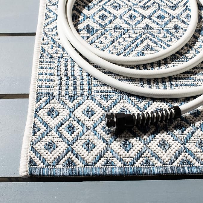 SAFAVIEH Courtyard Collection 2' 3" x 16' Blue / Navy CY8235 Indoor/ Outdoor Easy-Cleaning Patio Backyard Mudroom Runner-Rug - Image 3