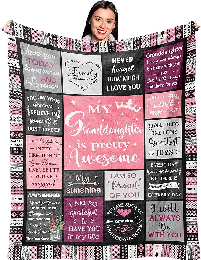 Ruvinzo Granddaughter Gifts from Grandma, Gift for Granddaughters, Granddaughter Present, Grand-Daughter Birthday Gifts Ideas, Grand-Daughter Blanket 60” x 50”