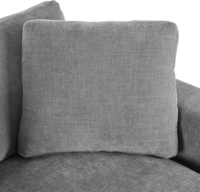 Christopher Knight Home Larrz Oversized Chaise Lounge Chair Indoor, Cozy Upholstered Sleeper Sofa Couch, Durable Wood Frame, Deep Seat Reading Chair with 2 Throw Pillows and Armrests, Gray