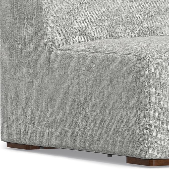 SIMPLIHOME Rex Center Sofa Module in 100% Recycled Polyester Tightly Woven Performance Fabric, Pale Grey, 34-inches Wide, Handcrafted Modern-Style Armless Sofa or Armless Chair for Living Room