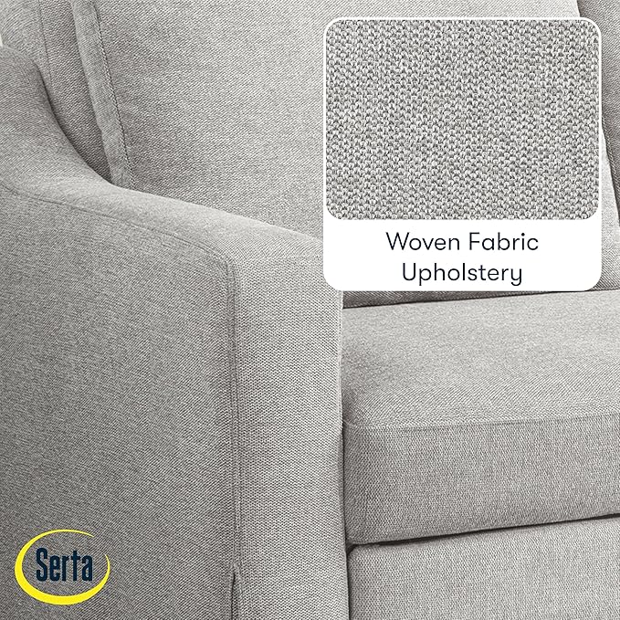 Serta Hawthorne 66.1" Slipcovered Convertible Sleeper Loveseat, Full Size, Dreamcoil Comfort, FingerGuard Pinch Point Protection, Polyester Tweed Fabric, Linen