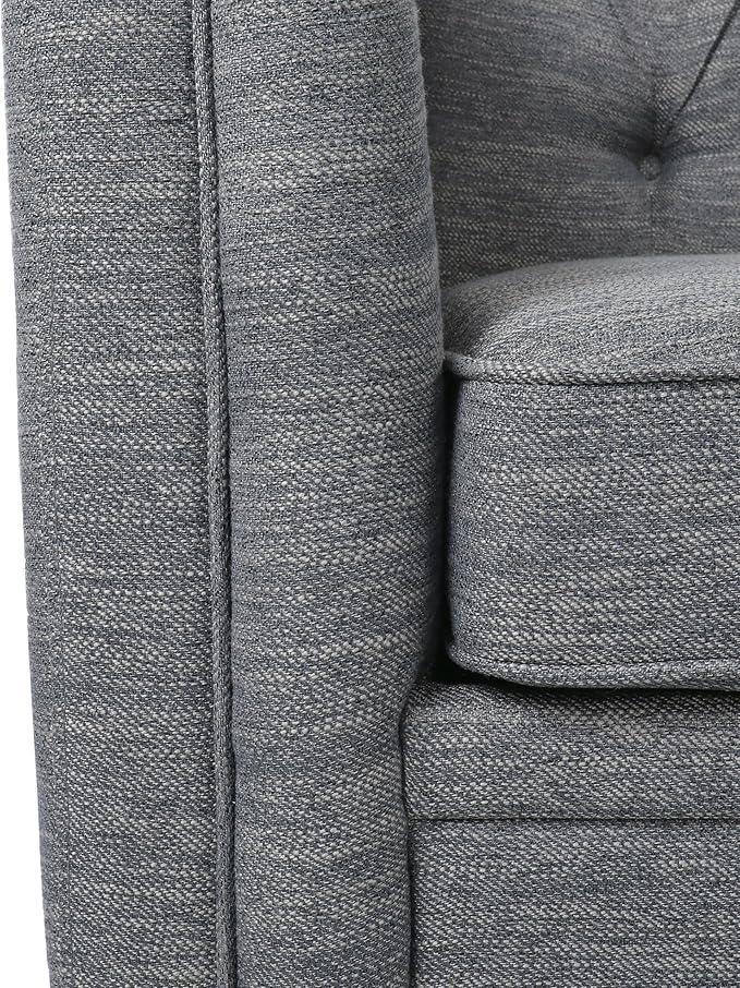 Christopher Knight Home Contemporary Tufted and Diamond Stitching Fabric Loveseat,Tub-Design 2-Seater Sofa,Removable Cushions, Birch Wood Legs,Square Arms,Charcoal Gray and Espresso