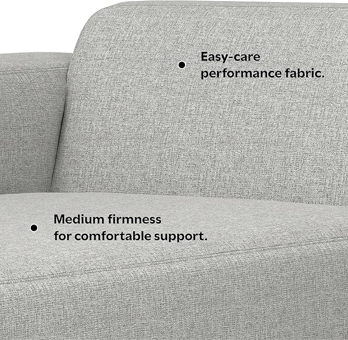 SIMPLIHOME Rex Left Chaise Sofa Module in 100% Recycled Polyester Tightly Woven Performance Fabric, Pale Grey, 44-inches W x 69.5-inches D, Handcrafted Modern-Style Left-Arm Chaise Lounge Chair