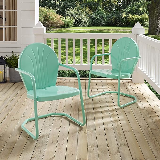 Crosley Furniture Griffith Outdoor Chair, Retro Metal Patio Chairs for Dining, Porch, Deck, Balcony, Aqua - Image 10