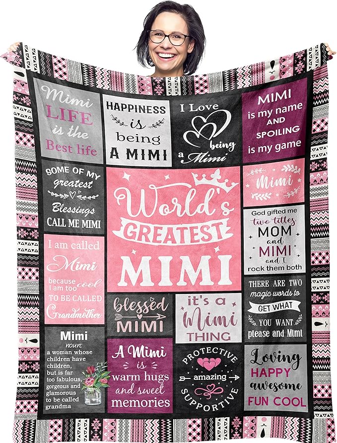 Ruvinzo Mimi Gifts for Grandma, Birthday Gifts for Mimi, Grandma Bday Gift, Grandmother Gift Ideas, Best Mimi Ever Gift Soft Throw Blanket 60” x 50”