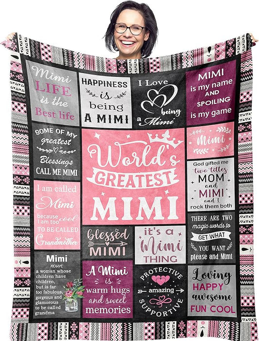 Ruvinzo Mimi Gifts for Grandma, Birthday Gifts for Mimi, Grandma Bday Gift, Grandmother Gift Ideas, Best Mimi Ever Gift Soft Throw Blanket 60” x 50”