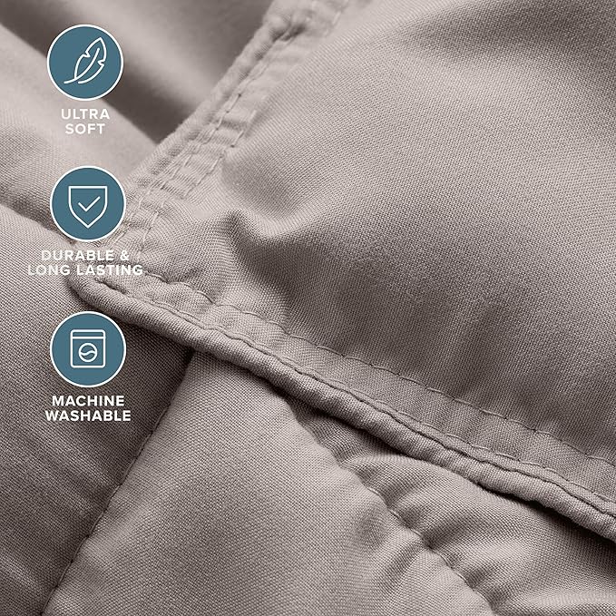 Bare Home Comforter Set - Full Size - Ultra-Soft - Goose Down Alternative - Premium 1800 Series - All Season Warmth (Full, Khaki)