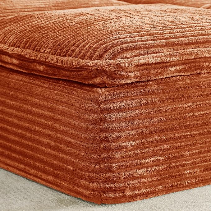 Comfy Boneless Cloud Sofa Chaise Oversized Fluffy Corduroy Upholstered Chaise Lounge for Living Room Bedroom, Modular Compressed Foam Cloud Daybed, Single Seat Sofa