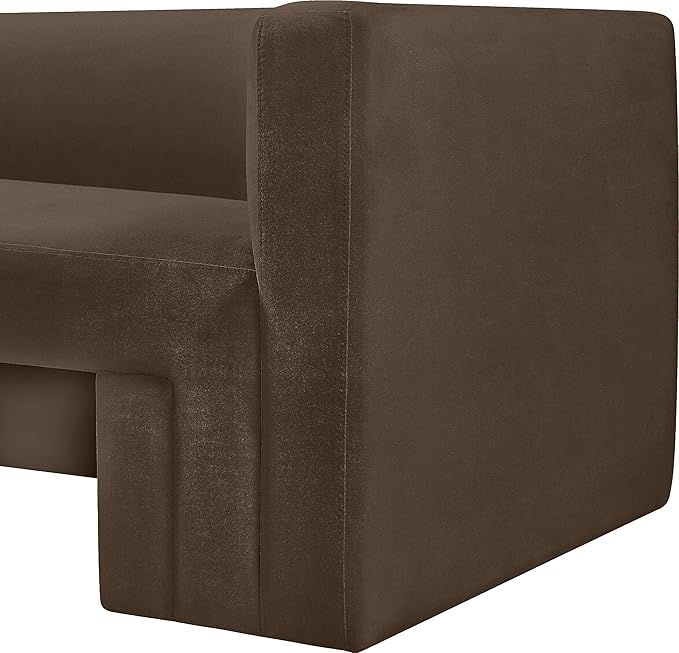 Meridian Furniture 665Brown-S Henson Collection Modern | Contemporary Velvet Upholstered Sofa with Rich Brown Velvet, Solid Wood Frame, 89.5" W x 34.5" D x 28" H, Brown