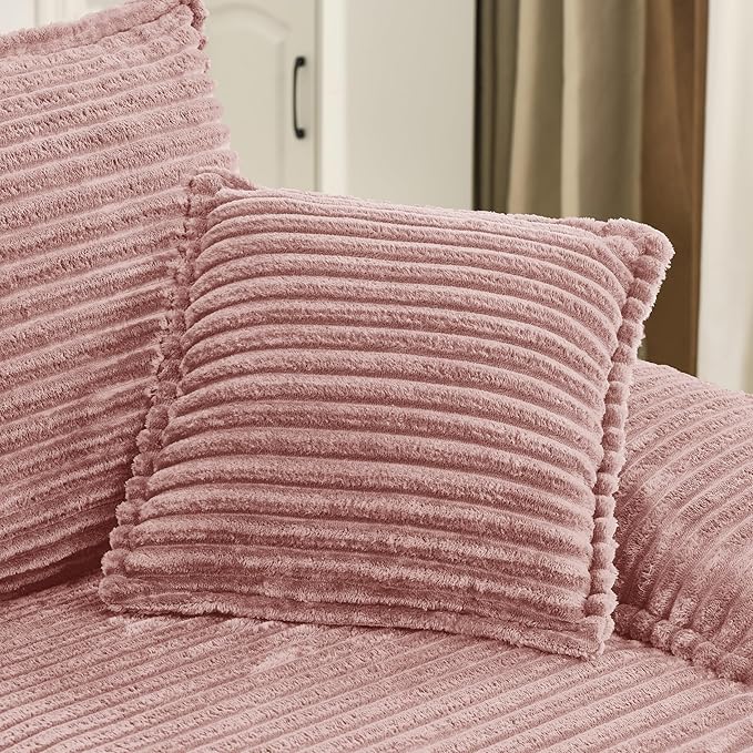 Comfy Boneless Cloud Sofa Chaise Oversized Fluffy Corduroy Upholstered Chaise Lounge for Living Room Bedroom, Modular Compressed Foam Cloud Daybed, Single Seat Sofa
