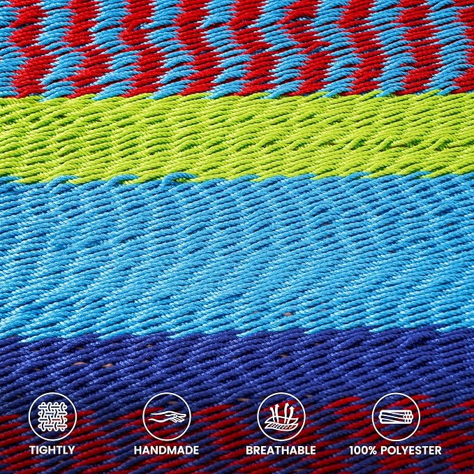 Lazy Daze Hammocks 10.5 FT Double 2 Person Caribbean Rope Hammock, Hand Woven Polyester Hammock with Spreader Bars, for Outside Outdoor Backyard Patio Poolside, 450 LBS Capacity, Multicolor - Image 3