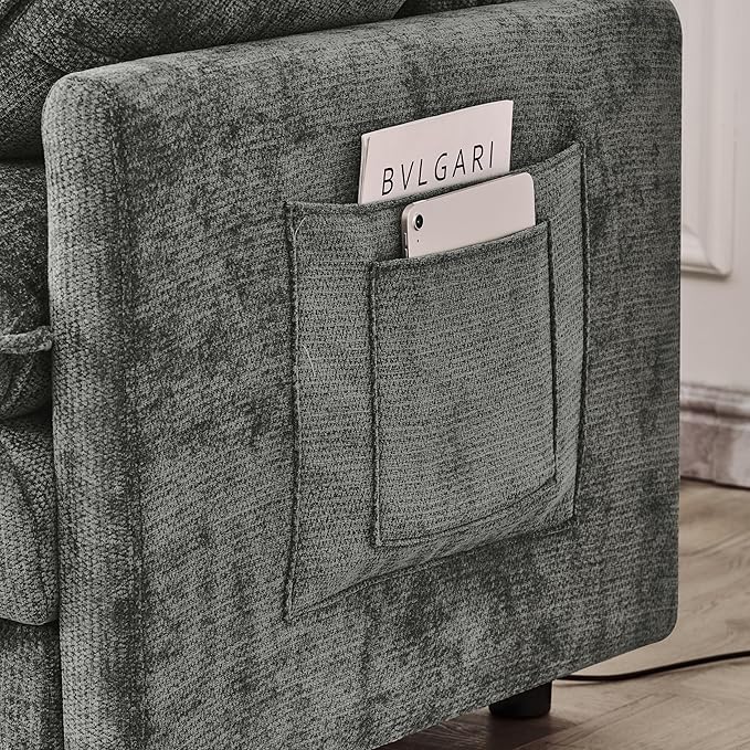 102" Modular Sectional Sofa, Premium Chenille Cloud Couch with Reversible Ottoman, L-Shaped Oversized Sofa with Side Storage Pockets for Multi-Scene Living Room & Home Office