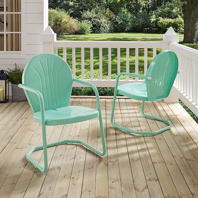 Crosley Furniture Griffith Outdoor Chair, Retro Metal Patio Chairs for Dining, Porch, Deck, Balcony, Aqua - Image 21
