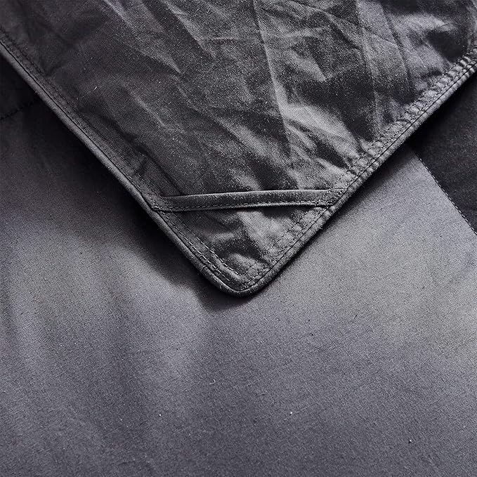 Luxurious All-Season Goose Down Fiber Comforter Duvet Insert, Classic Gray, Premium Baffle Box, 100% Egyptian Cotton Cover, 55 oz. Fill Weight (Twin)