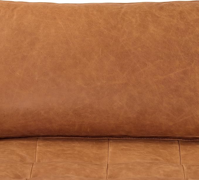 Poly & BARK Calle Left-Facing Sectional in Full-Grain Pure-Aniline Italian Tanned Leather in Cognac Tan and Brass Legs