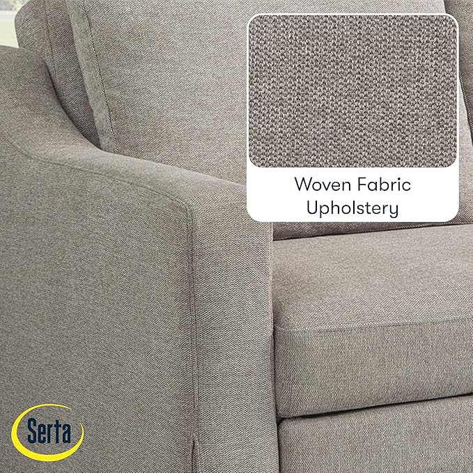 Serta Hawthorne 66.1" Slipcovered Convertible Sleeper Loveseat, Full Size, Dreamcoil Comfort, FingerGuard Pinch Point Protection, Polyester Tweed Fabric, Flax