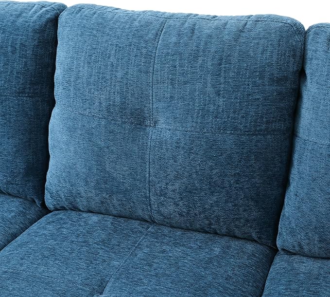 NicBex Modular L-Shaped Sectional Couches, 3-Piece Convertible Couch with Storage Ottoman, 4-Seat Comfy Sofa with Chaise for Living Room & Apartment, Blue