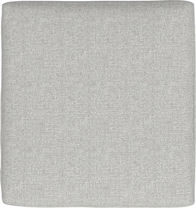 SIMPLIHOME Rex Ottoman - 34 inch Wide Upholstered Performance Fabric Square Ottoman in Pale Grey, Modern Bench for Living Room or Bedroom with High-Density Cushion, Assembled