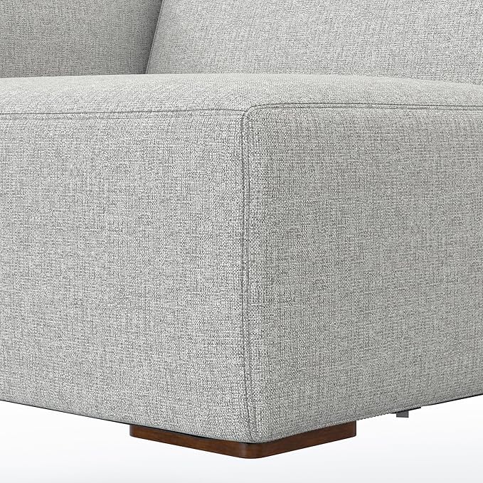 SIMPLIHOME Rex Left-Arm Sofa Module in 100% Recycled Polyester Tightly Woven Performance Fabric, Pale Grey, 44-inches Wide, Handcrafted Modern-Style Left-Arm Accent Chair for Living Room